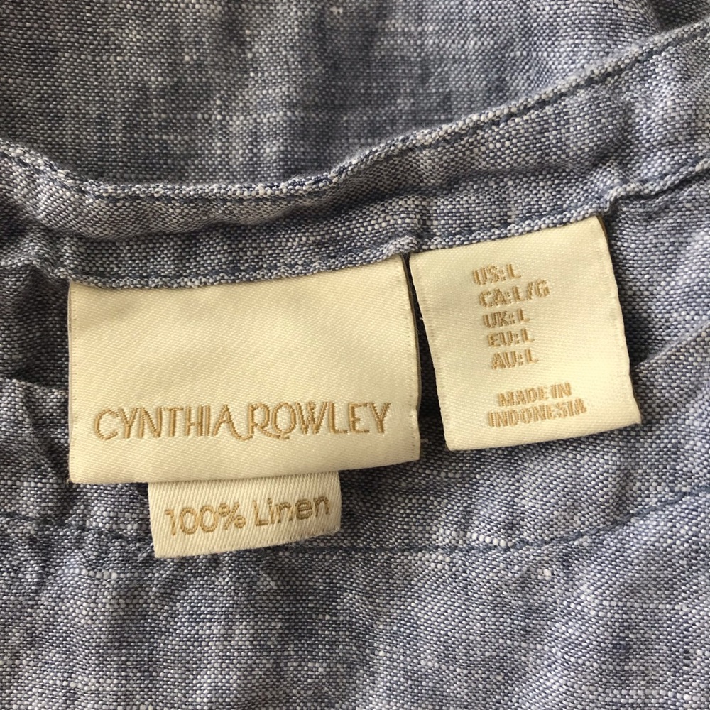 Cynthia Rowley 100% Linen blue short sleeve top blouse size L (Flaw) - Picture 8 of 11
